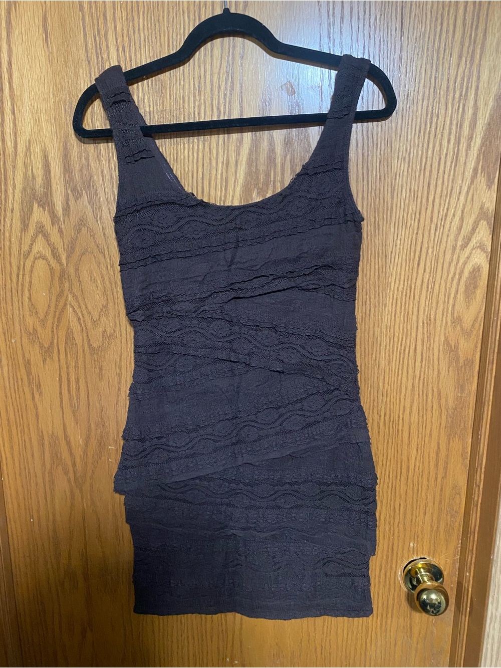 Textured Brown Sleeveless Bodycon Dress